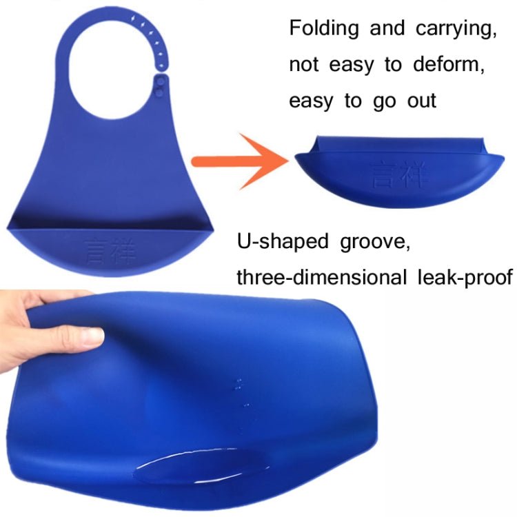 Yanxiang Elderly Eat Silicone Waterproof Bib Adult Widened Disposable Saliva Pocket(Blue) - British D'sire