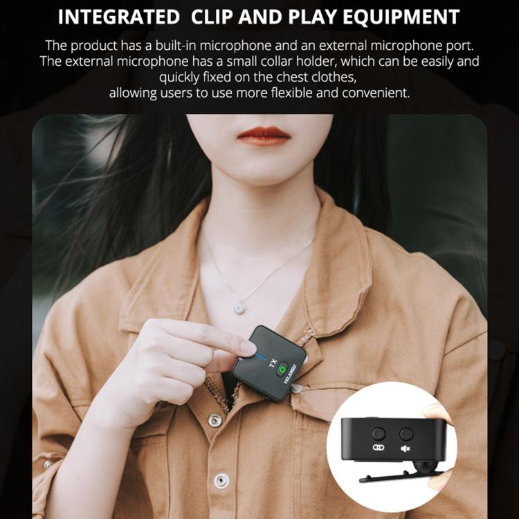 YELANGU MX5S 2.4G Live Broadcast Interview Wireless Recording Camera Microphone, 1 Receiver to 2 Transmitter(Black) - British D'sire