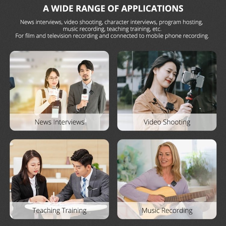 YELANGU MX5S 2.4G Live Broadcast Interview Wireless Recording Camera Microphone, 1 Receiver to 2 Transmitter(Black) - British D'sire