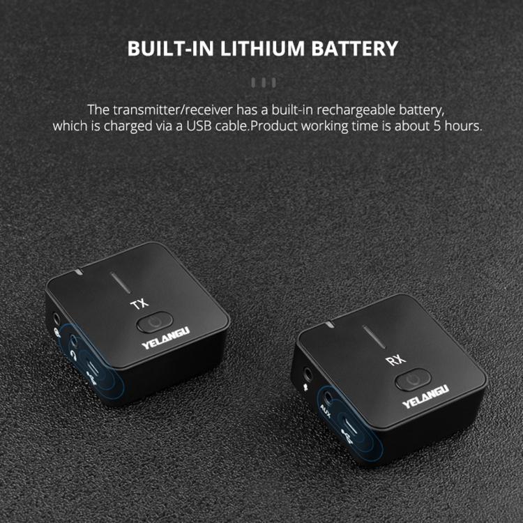 YELANGU MX5S 2.4G Live Broadcast Interview Wireless Recording Camera Microphone, 1 Receiver to 2 Transmitter(Black) - British D'sire
