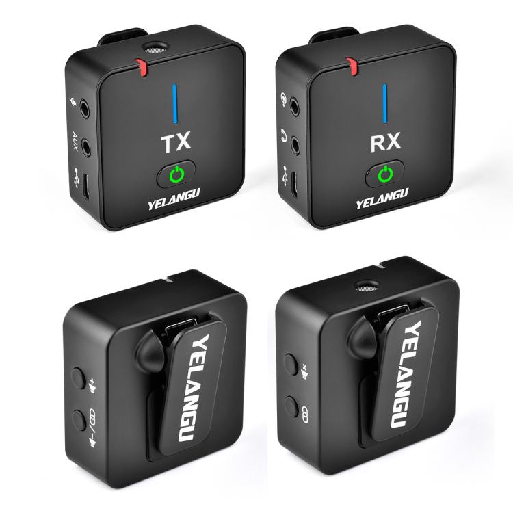YELANGU MX5S 2.4G Live Broadcast Interview Wireless Recording Camera Microphone, 1 Receiver to 2 Transmitter(Black) - British D'sire