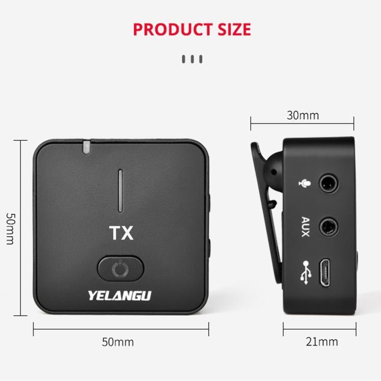 YELANGU MX5S 2.4G Live Broadcast Interview Wireless Recording Camera Microphone, 1 Receiver to 2 Transmitter(Black) - British D'sire