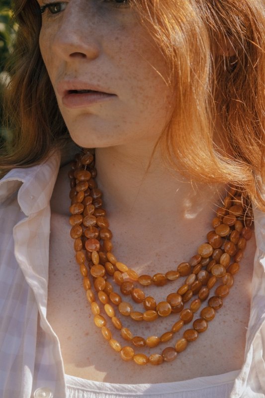 Yellow Jade Crystal Waterfall Necklace in Gold - Necklaces - British D'sire Main image
