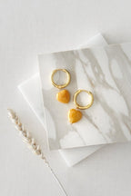 Yellow Jade Heart Hoop Earrings - Earrings - British D'sire