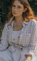 Yellow Jade with Howlite and Quartz Heart Necklace in Gold - Necklaces - British D'sire