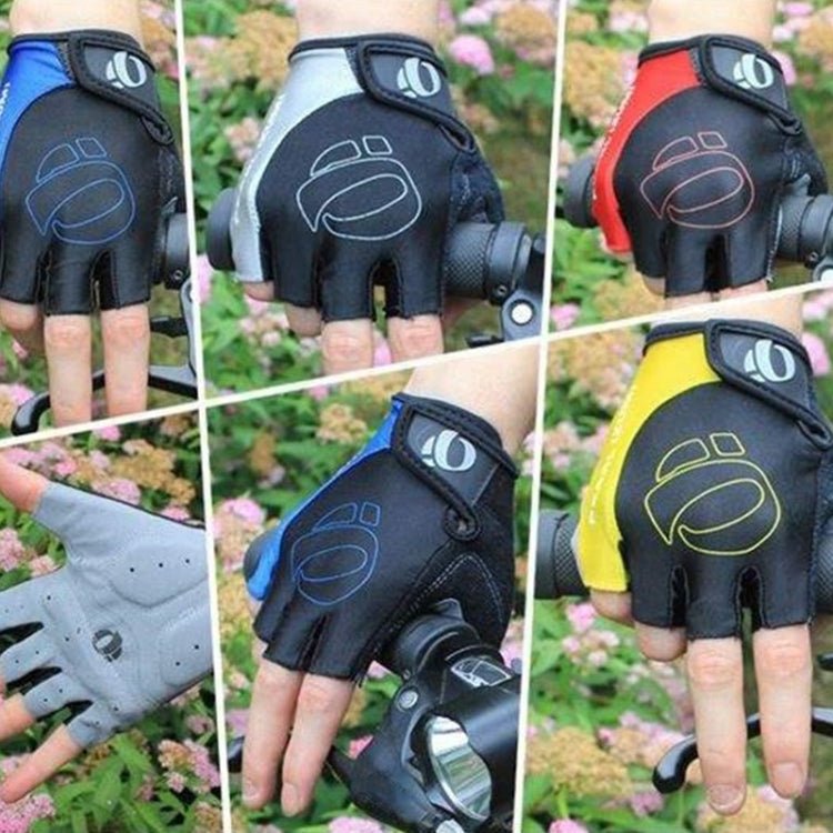 YIZIMI Anti-shock Half-finger Gloves Cycling Silicone Short Finger Gloves, Size: S(Black Red) - British D'sire