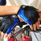 YIZIMI Anti-shock Half-finger Gloves Cycling Silicone Short Finger Gloves, Size: S(Black Red) - British D'sire