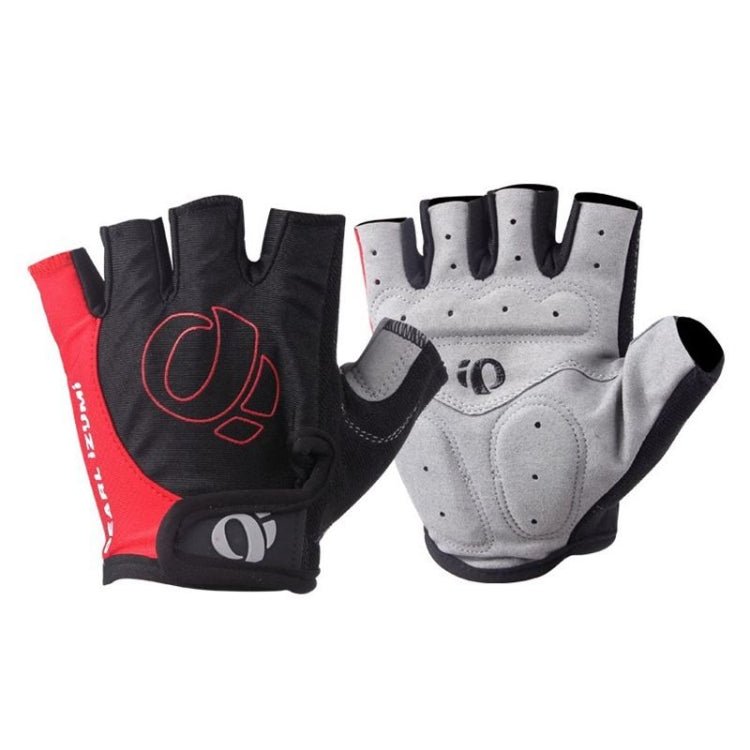 YIZIMI Anti-shock Half-finger Gloves Cycling Silicone Short Finger Gloves, Size: S(Black Red) - British D'sire Main image