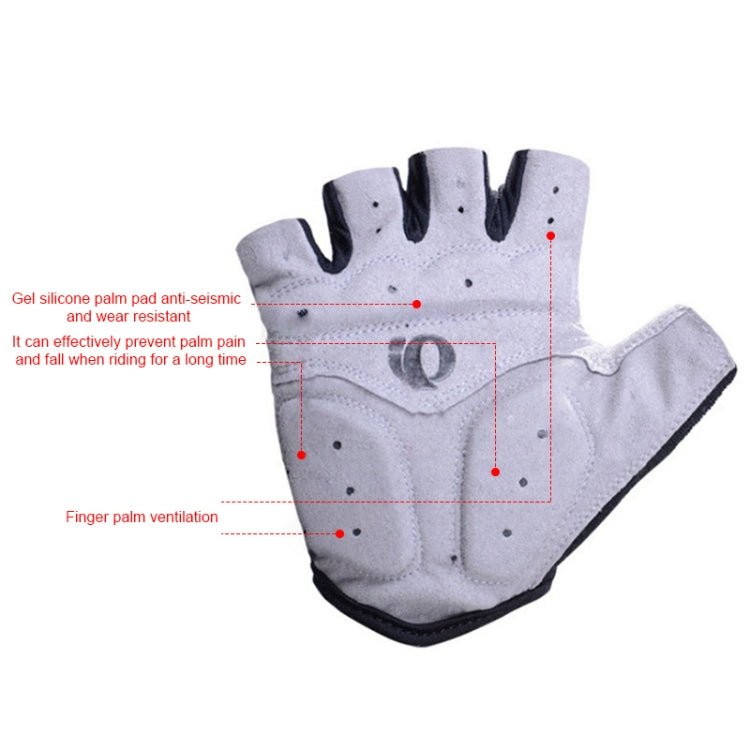YIZIMI Anti-shock Half-finger Gloves Cycling Silicone Short Finger Gloves, Size: S(Black Red) - British D'sire