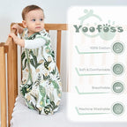 Yoofoss Baby Sleeping Bag 2 Pack 6 - 12 Months Baby Sleep Sack 0.5 TOG 100% Cotton Toddler Wearable Blanket Green for Infant Toddler - British D'sire