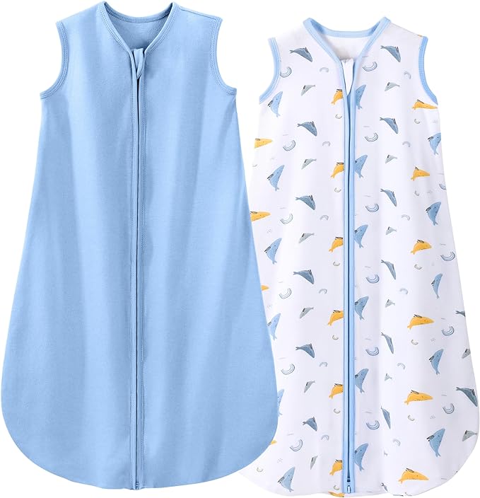 Yoofoss Baby Sleeping Bag 6 - 12 Months 2 pack 100% Cotton 0.5 TOG Toddler Sleep Sack Wearable Blanket Animal Pattern with Height 58 - 101cm for Infant Toddler - British D'sire