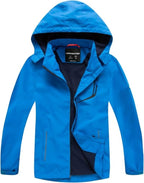 YoungSoul Boys Girls Waterproof Jackets Kids Lightweight Fleece Lined Raincoat with Detachable Hood - Boys Jacket - British D'sire
