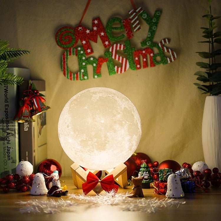 YouOKLight YK2302 15cm Touch Control 3D Print Moon Lamp, USB Charging 16 - Color Dimming LED Night Light with Remote Control & Wooden Holder - British D'sire
