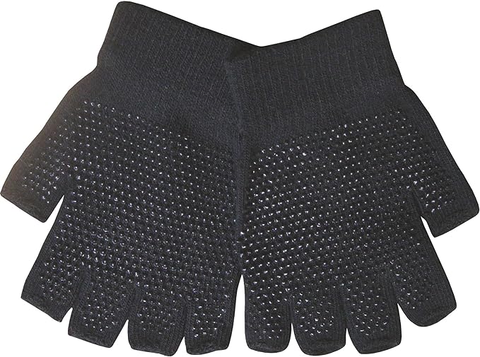 Youths Black Super Soft Magic Gripper Fingerless Thermal Winter Gloves - British D'sire