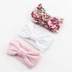 Yueshop MultiWare 3pcs Baby Headband Cotton Elastic Newborn Print Floral Hair Band Bow - knot - Headbands - British D'sire