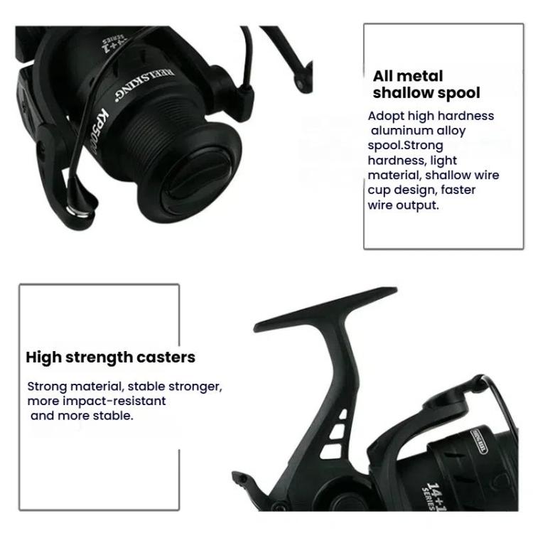 YUMOSHI KP5000 Dual Brake Fishing Reel Metal Shallow Spool & Zero-Gap Design for Long Casting - British D'sire