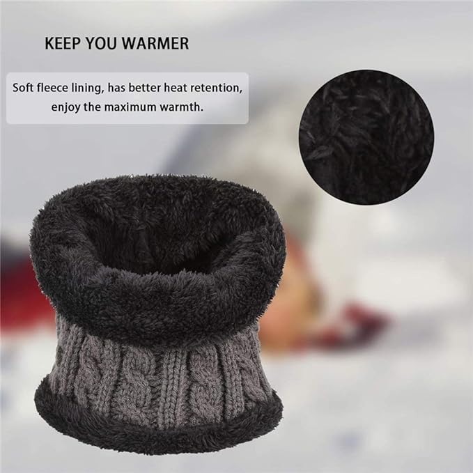 Yutdeng Fleece‑Lined Kids Winter Hat, Scarf & Gloves Set Secondary image