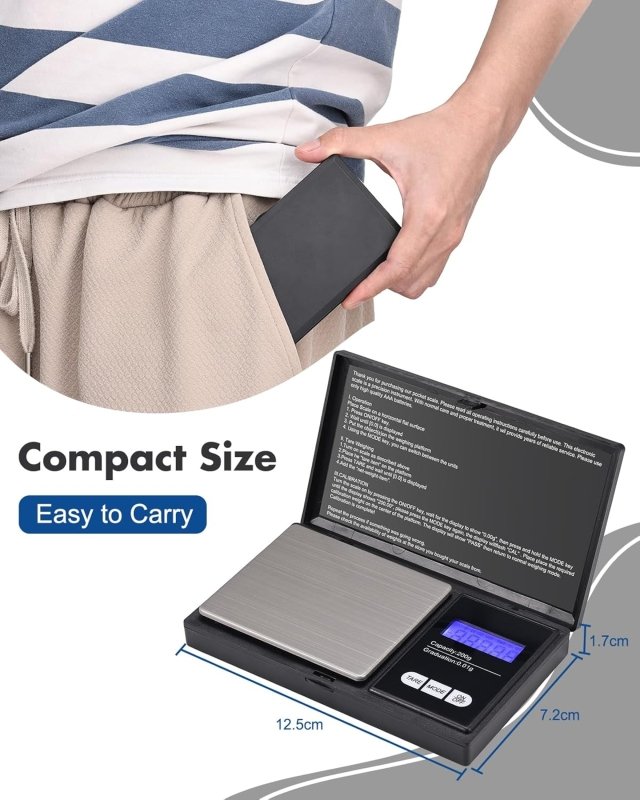 Zacro Portable Pocket Scale 200 g × 0.01 g – Black LCD - Laboratory Balances - British D'sire