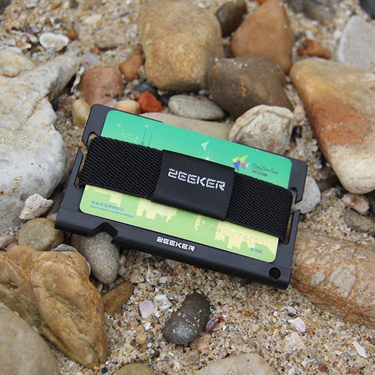 ZEEKER JK03 Aluminum Alloy Card Holder Multi - Function Elastic Band Women And Men Wallet Metal Business Card Holder(Red) - British D'sire