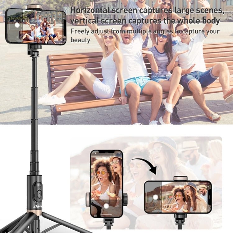 ZGA S02 Bluetooth Remote Control Hidden Tripod Selfie Stick(Black) - British D'sire
