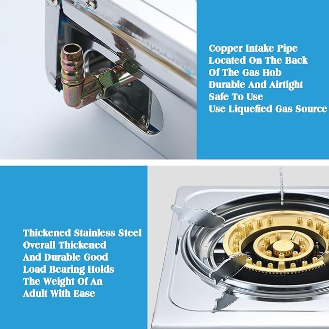 ZHJLUT Gas Stove,Gas Hob Cooker with Flame Out Protection,LPG Desktop Burner,for Home Camping Garden Catering,Heat Load 5KW/17060BTU Secondary image