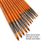 ZHU TING 12 PCS / Set Short Wooden Pole Nylon Hair Watercolor Hook Line Brush Nail Oil Painting Stroke Brush - British D'sire