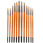 ZHU TING 12 PCS / Set Short Wooden Pole Nylon Hair Watercolor Hook Line Brush Nail Oil Painting Stroke Brush - British D'sire