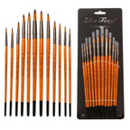 ZHU TING 12 PCS / Set Short Wooden Pole Nylon Hair Watercolor Hook Line Brush Nail Oil Painting Stroke Brush - British D'sire