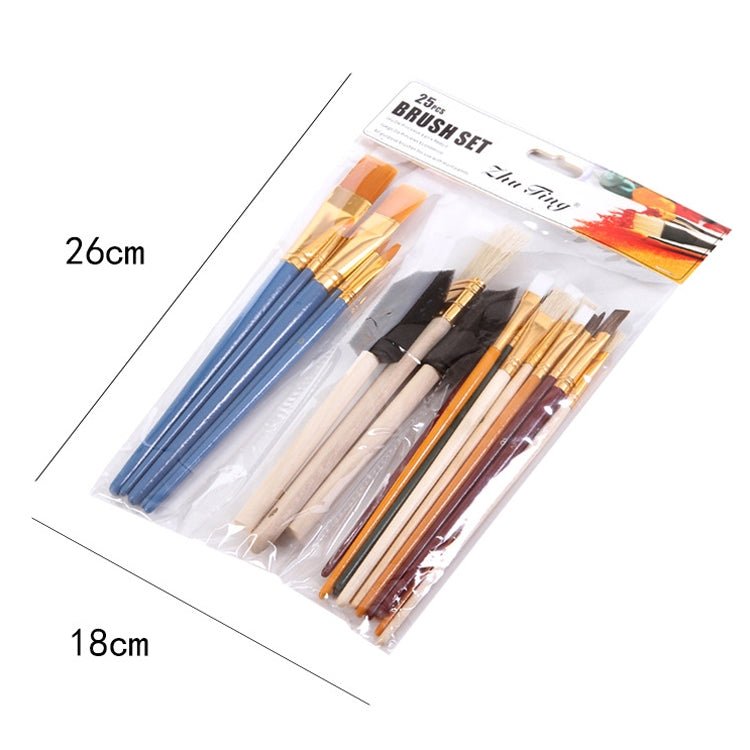 ZHU TING 25 PCS / Set Multifunctional Oil Paint Brush Gouache Watercolor Acrylic Paint Brush Student Painting Supplies - British D'sire