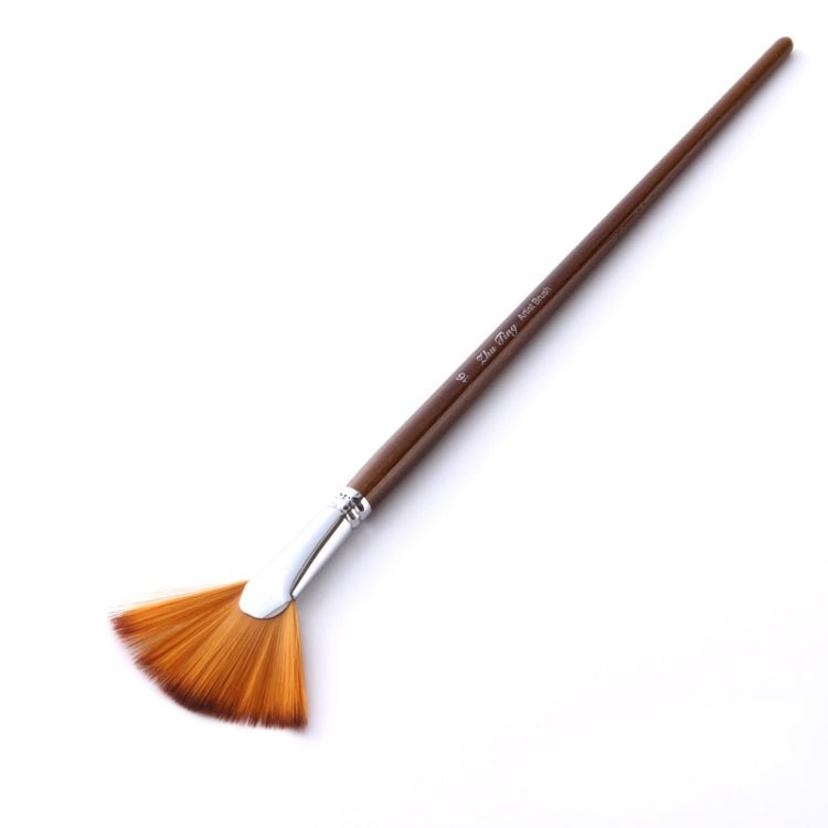 ZHU TING 9 PCS / Set Wooden Pole Fan - Shaped Nylon Hair Paintbrush Gouache Watercolor Acrylic Oil Painting Fishtail - British D'sire