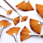 ZHU TING 9 PCS / Set Wooden Pole Fan - Shaped Nylon Hair Paintbrush Gouache Watercolor Acrylic Oil Painting Fishtail - British D'sire