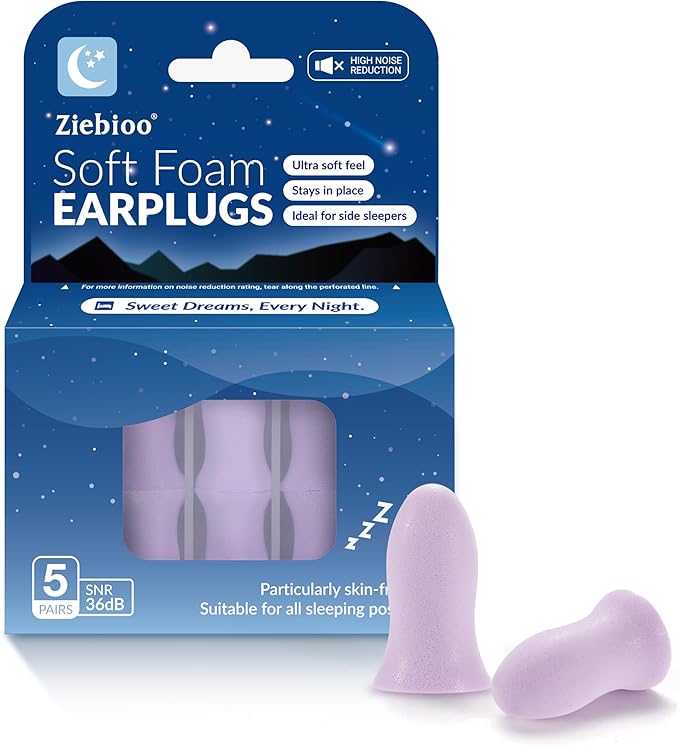 Ziebioo Super Soft Foam Ear Plugs for Sleep, Ergonomic Design, 36dB SNR Noise Cancelling Hypoallergenic Earplugs for Snoring Blocking, Flying, Studying, Work - Ear Plugs - British D'sire