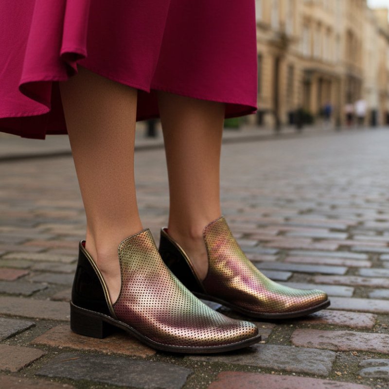 Zippette - Iridescent ankle boot - Flats - British D'sire