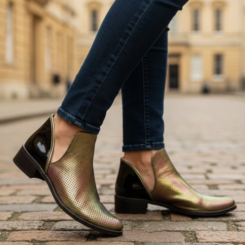 Zippette - Iridescent ankle boot - Flats - British D'sire