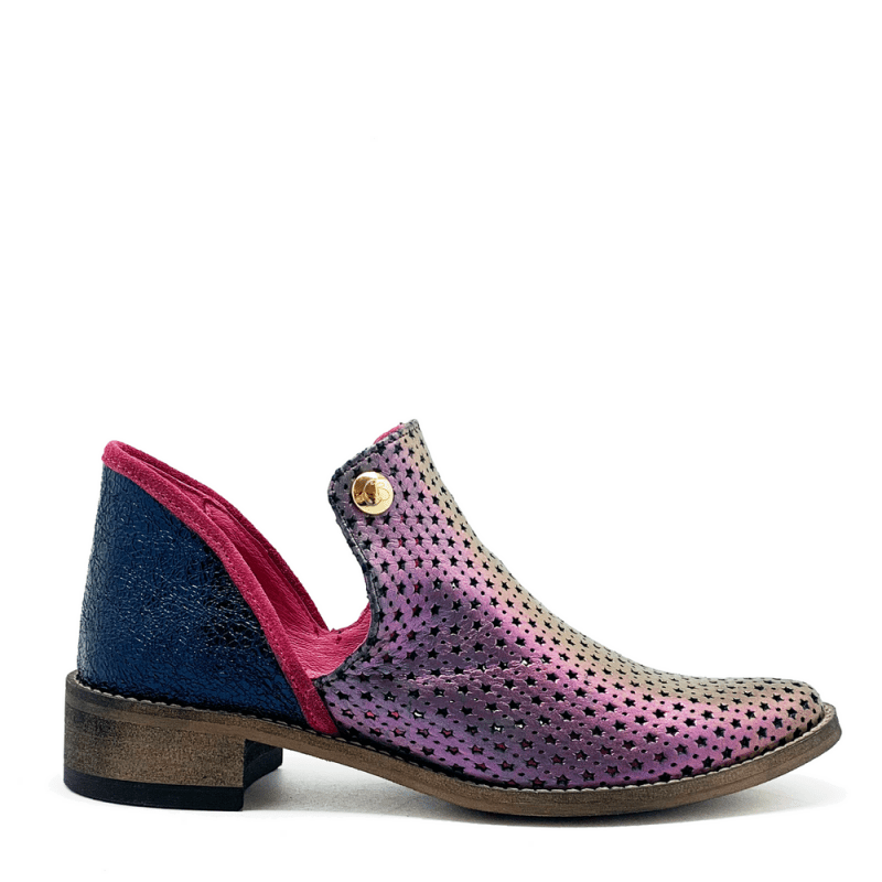 Zippette - Iridescent cranberry stars navy boot - Boot - British D'sire