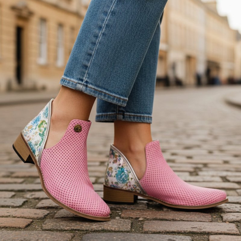Zippette - Pink floral - boots - British D'sire