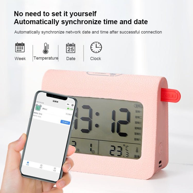 ZKLiLi Lazy Snooze Applet Alarm Clock Bedside Bluetooth Multifunctional Silent Digital Alarm Clock(Pink) - British D'sire