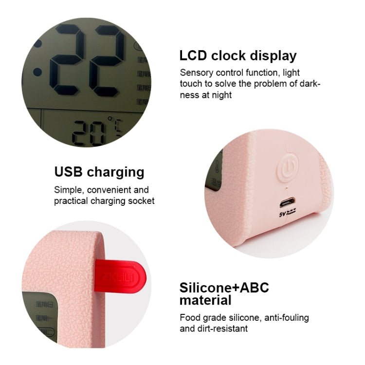 ZKLiLi Lazy Snooze Applet Alarm Clock Bedside Bluetooth Multifunctional Silent Digital Alarm Clock(Pink) - British D'sire