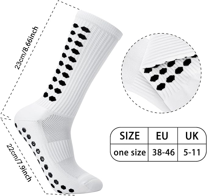 Zuimei 3‑Pack Anti‑Slip Football Grip Socks – White/Blue/Black Secondary image