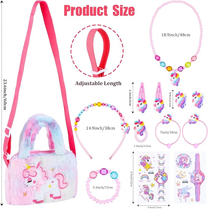 Zuimei Unicorn Jewellery Set – Plush Bag & Dress-Up Gems Secondary image
