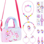 Zuimei Unicorn Jewellery Set – Plush Bag & Dress - Up Gems - Kids Jewellery - British D'sire