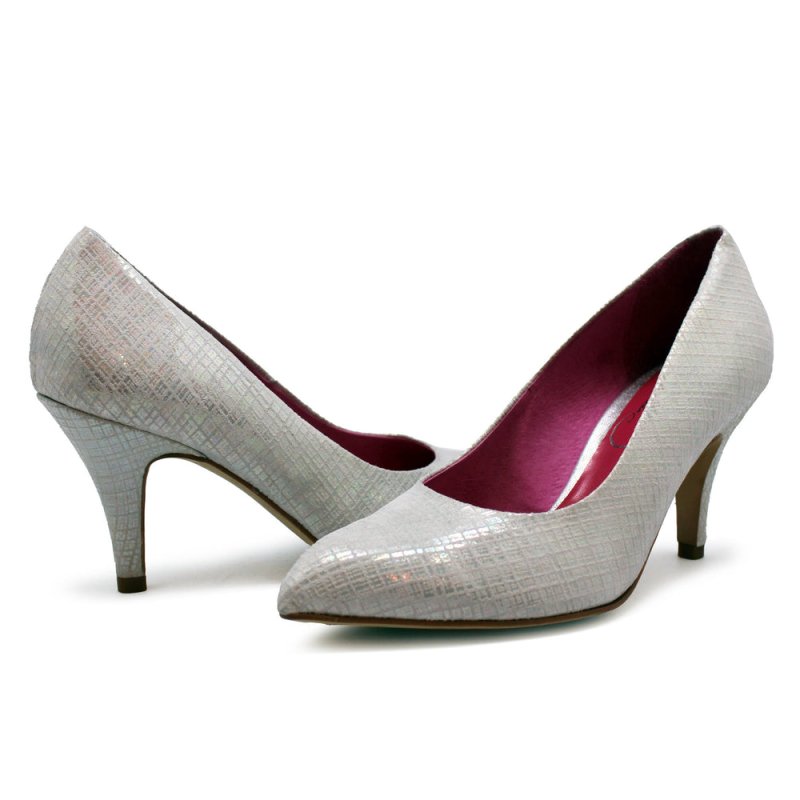 Zut - White - Silver Square - Heel Shoe - British D'sire