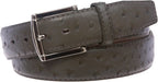 1 1/2" Faux Ostrich Print Feather-Edged Leather Belt - Mens Accessories - British D'sire