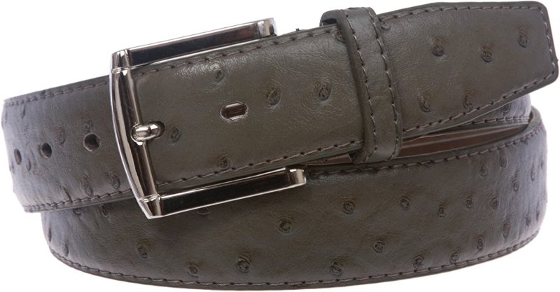 1 1/2" Faux Ostrich Print Feather-Edged Leather Belt - Mens Accessories - British D'sire