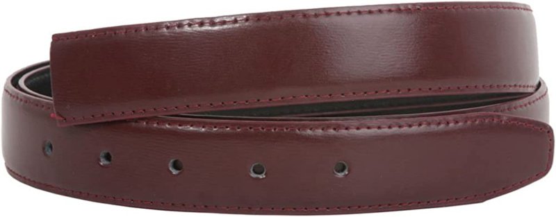 1 1/8 Inch Clamp on One Size Fits All Feather Edged Solid Plain Faux Leather Dress Belt - Mens Accessories - British D'sire