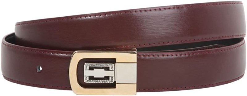 1 1/8 Inch Clamp on One Size Fits All Feather Edged Solid Plain Faux Leather Dress Belt - Mens Accessories - British D'sire Main image