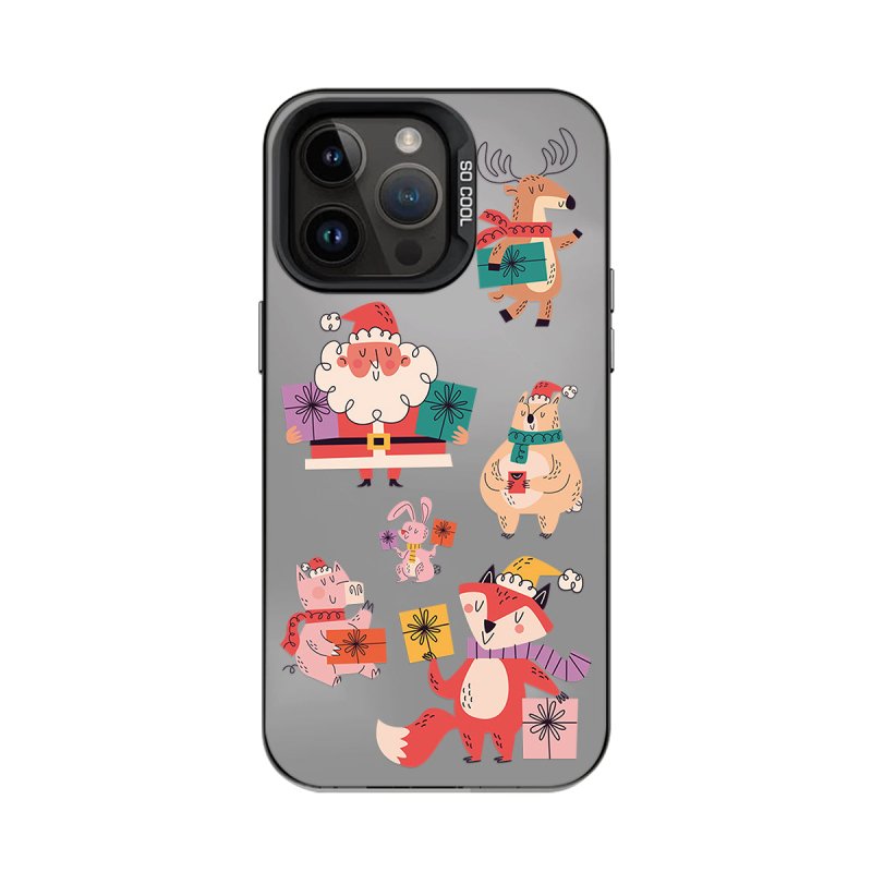 1 piece of fun cartoon picture frosted double-layer color silver mobile phone case suitable for iPhone15 Pro Max 14 13 12 Pro 11 protective case - phone case - British D'sire