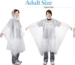 10 Poncho Waterproof, Rain Ponchos Family Pack, Disposable Rain Poncho for Adult & Kid, Unisex Clear Poncho with Drawstring Hood, Lightweight Rain Coat, Perfect for Disney, Hiking, Festivals - British D'sire