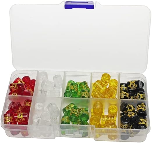 100pcs Glass Beads Kit Loose Crystal 5 Color Tibetan Bronzing Six Words Mantras Bucket Beads for Jewelry Making - Jewellery Accessories - British D'sire Main image