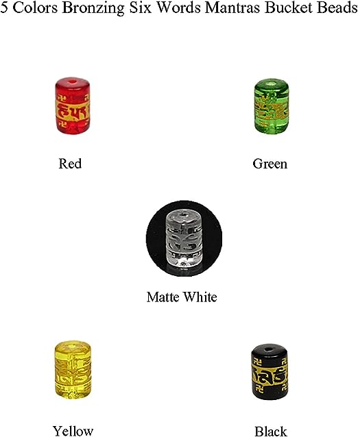 Beads for Less 100pcs Glass Beads Kit - Tibetan Bronzing Six Words Mantras Beads for Bracelet, Necklace & Earrings Jewelry Making, 5 Color Crystal Loose Beads Set - Ideal for DIY Jewelry Crafting & Spiritual Designs Secondary image